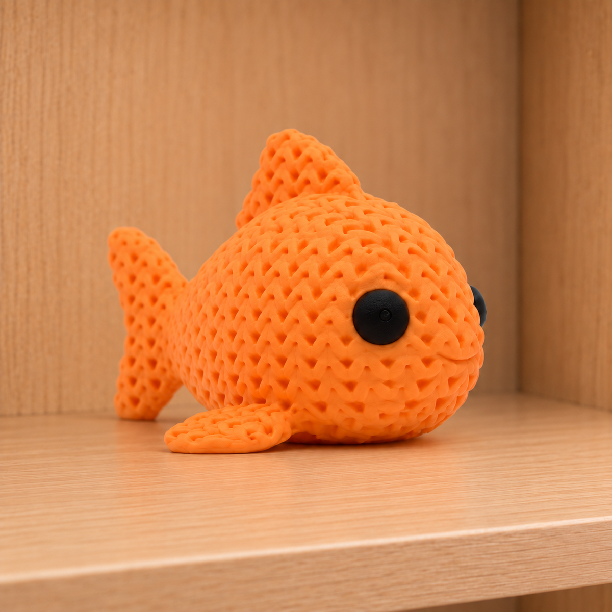 Figurine poisson kawaii effet tricoté amigurumi 3D Tresor3D, vue principale