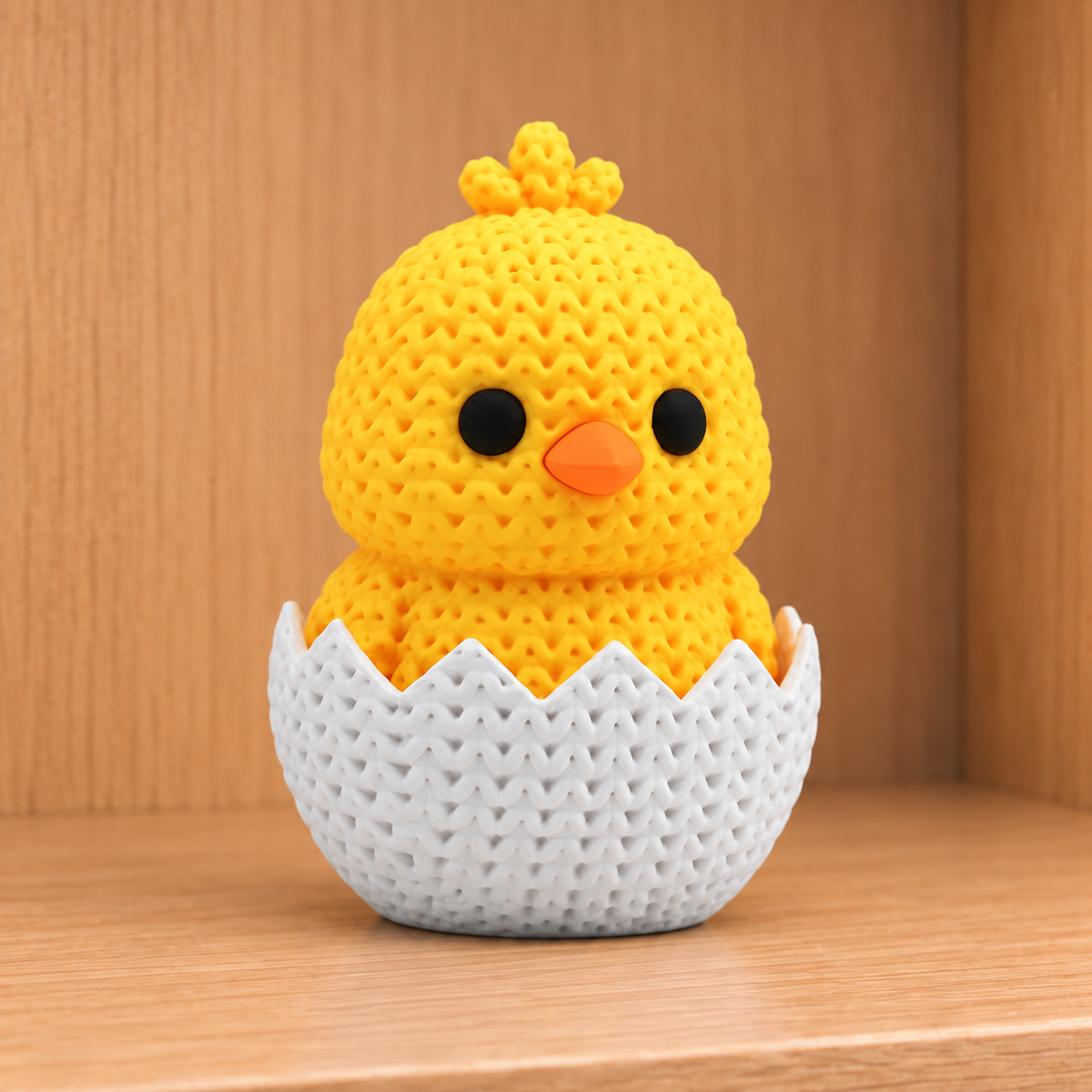 Figurine poussin éclos kawaii effet tricoté amigurumi 3D Tresor3D, vue principale