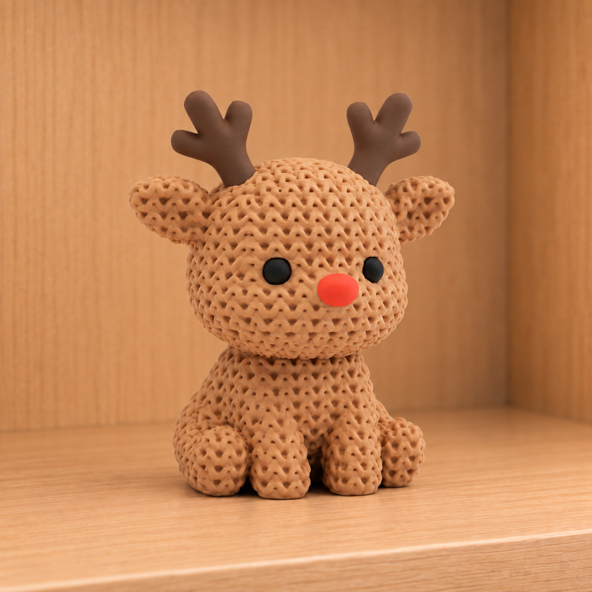 Figurine renne kawaii effet tricoté amigurumi 3D Tresor3D, vue principale