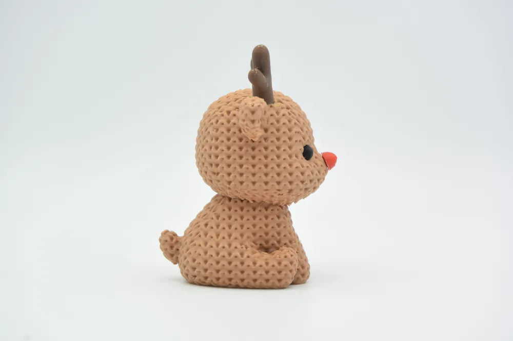 Figurine renne kawaii effet tricoté, vue arrière
