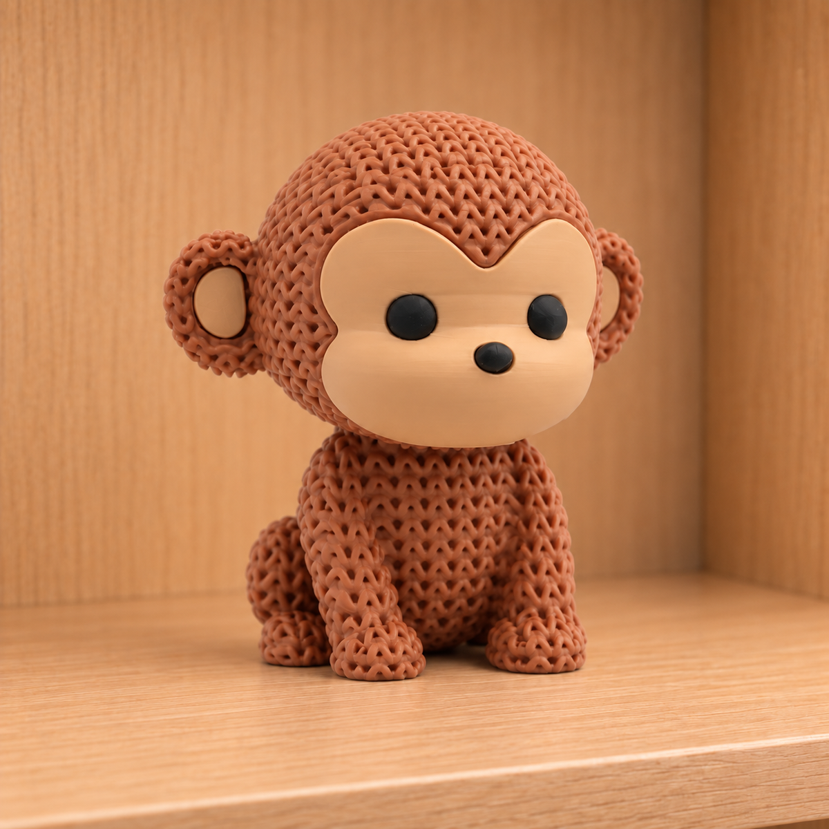 Figurine singe kawaii effet tricoté amigurumi 3D Tresor3D, vue principale