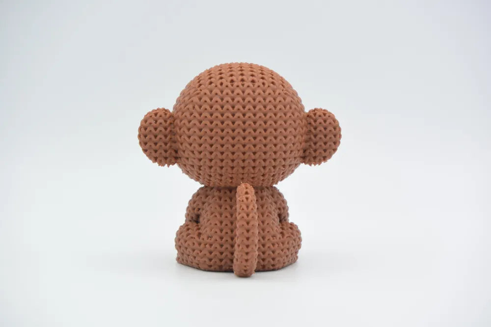 Figurine singe kawaii effet tricoté, vue arrière