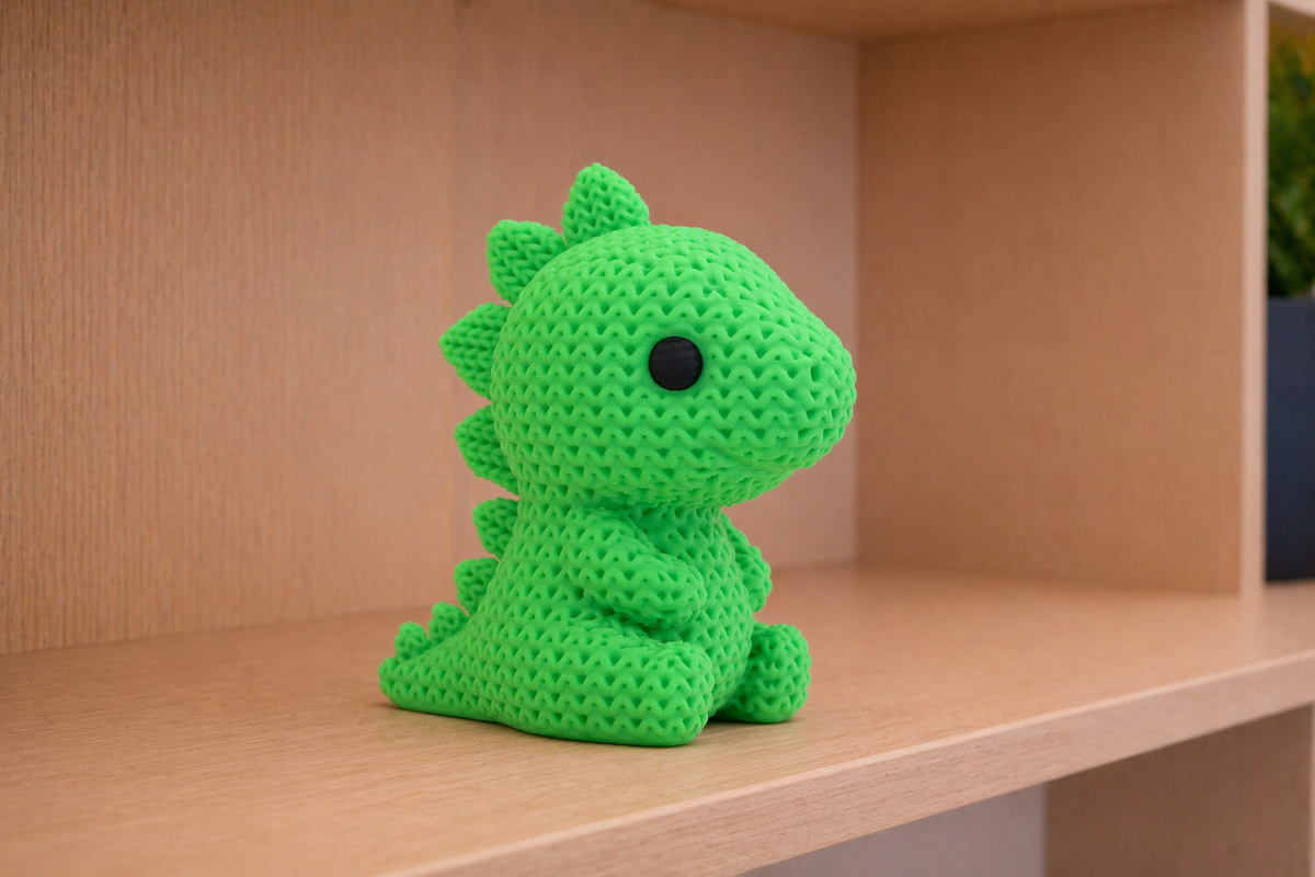 Figurine stégosaure Kawaii effet crochet, PLA biosourcé, Tresor3D