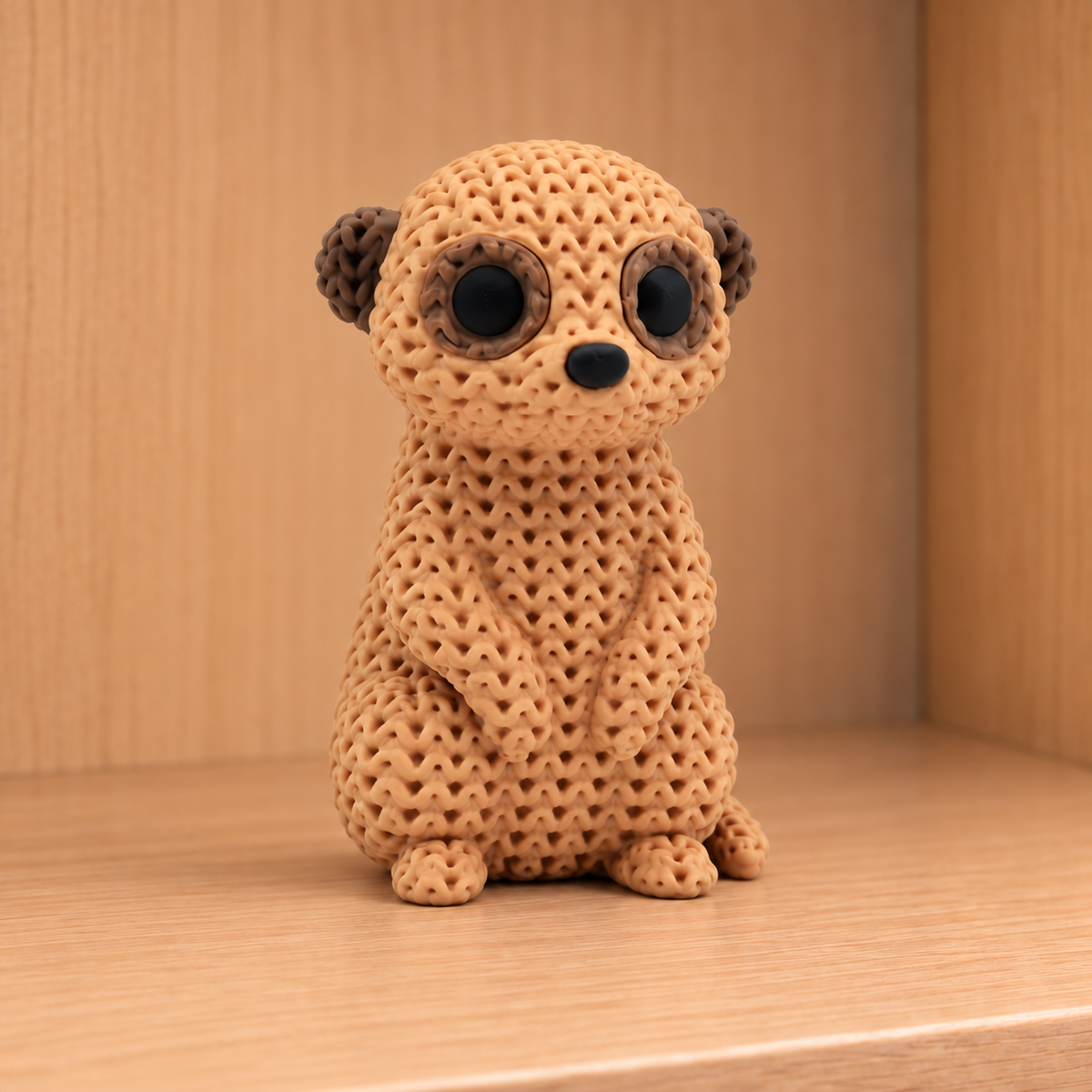 Figurine suricate kawaii effet tricoté amigurumi 3D Tresor3D, vue principale