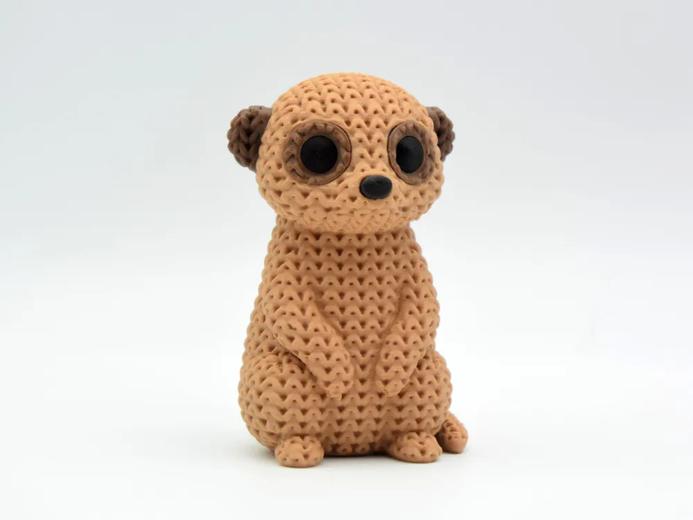 Figurine suricate kawaii effet tricoté, vue de face