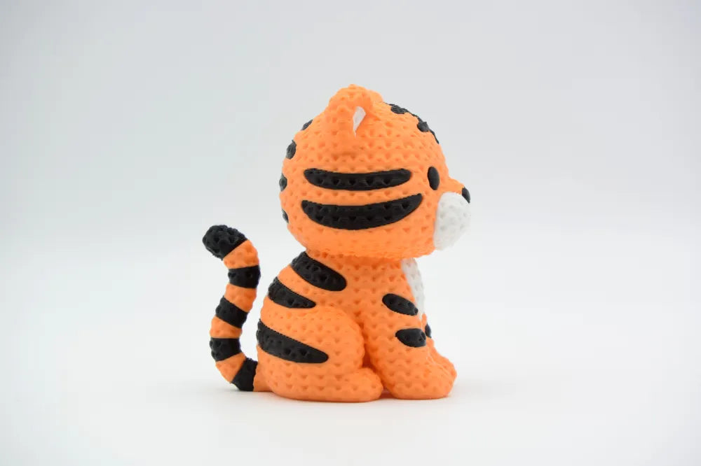Figurine tigre Kawaii posé en situation, Tresor3D