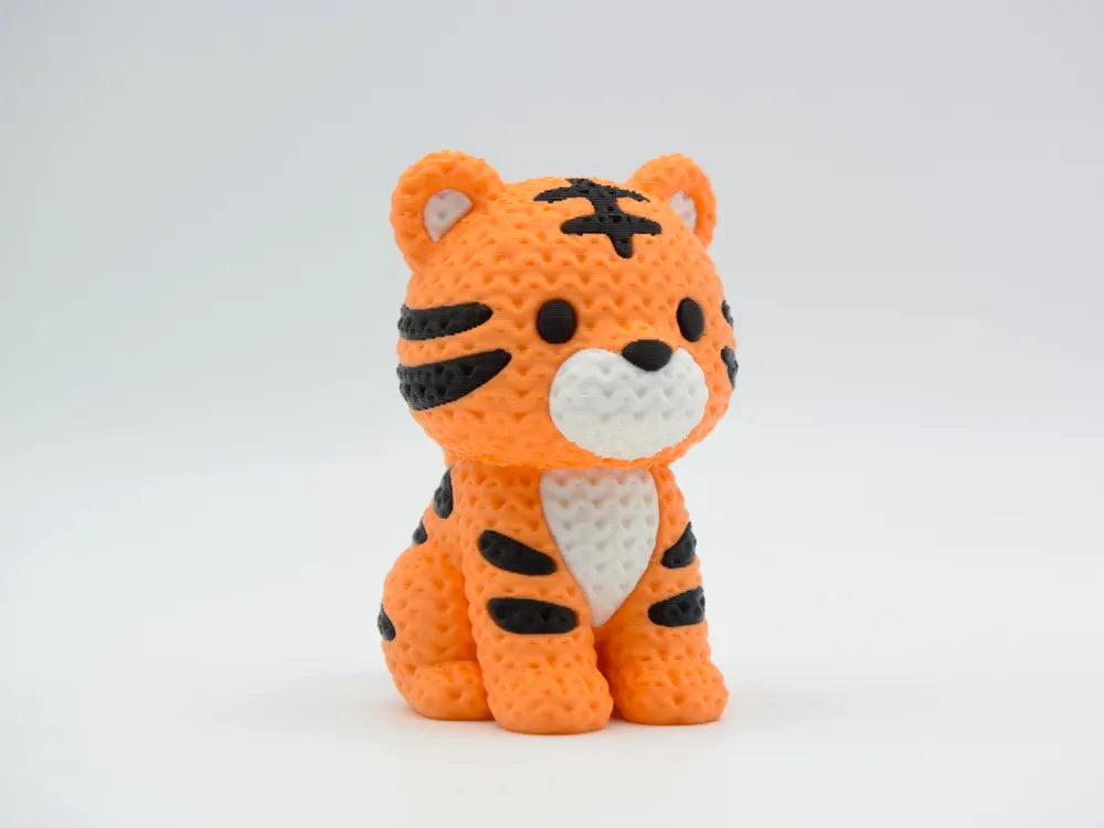 Figurine tigre Kawaii, vue de profil, Tresor3D