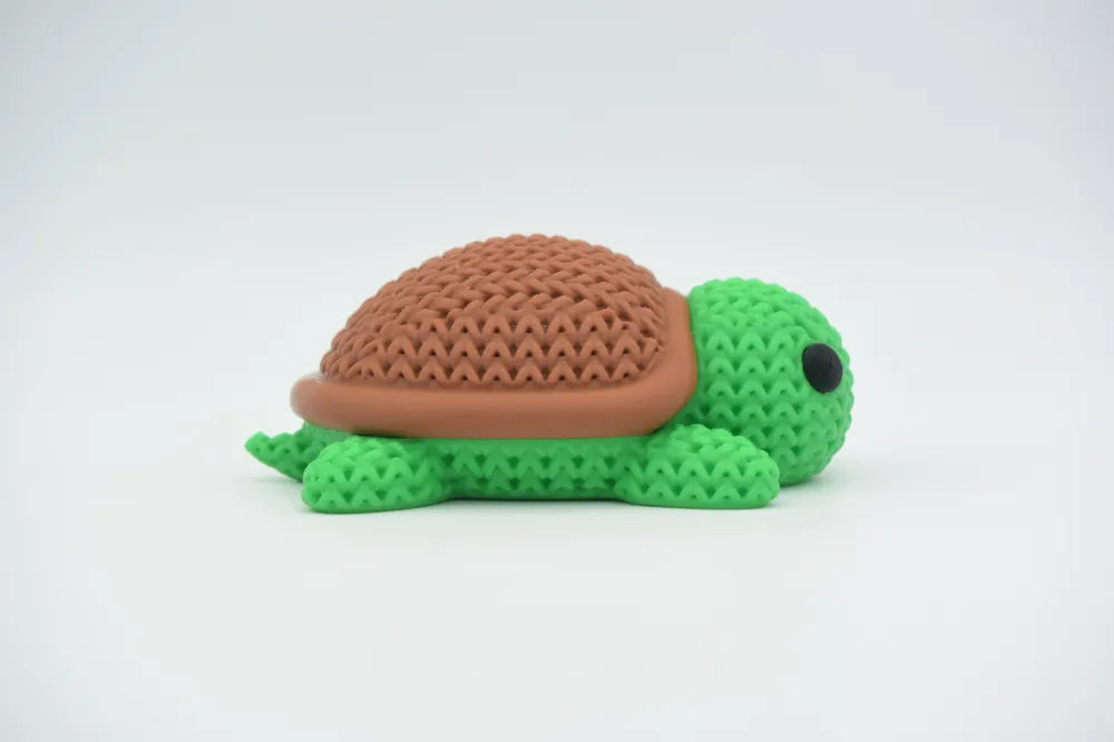 Figurine tortue kawaii effet tricoté, vue arrière