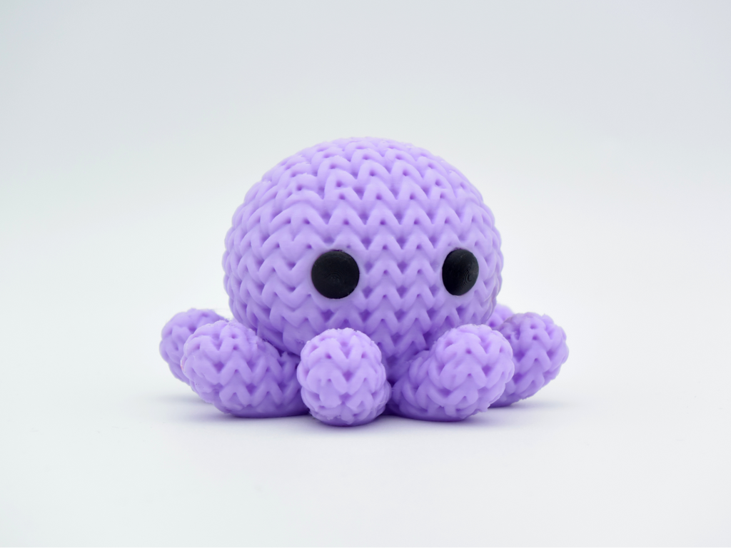 Figurine Pieuvre Kawaii 🐙 Effet Crochet 3D Amigurumi – Déco Mignonne
