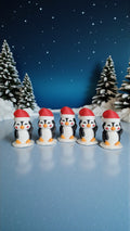 Pingouin de Noël, figurine décorative bonnet rouge, PLA biosourcé, Tresor3D