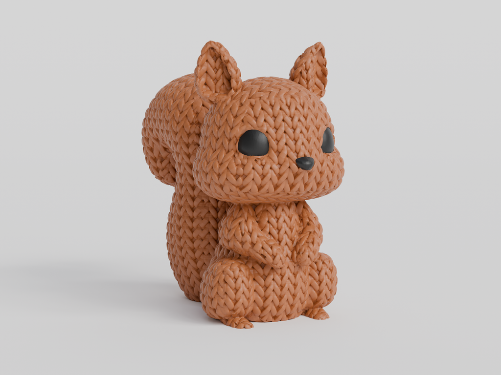 Figurine Écureuil Kawaii 🐿️ Effet Crochet 3D Amigurumi – Déco Mignonne