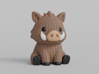 Figurine Sanglier Kawaii 🐗 Effet Crochet 3D Amigurumi – Déco Mignonne