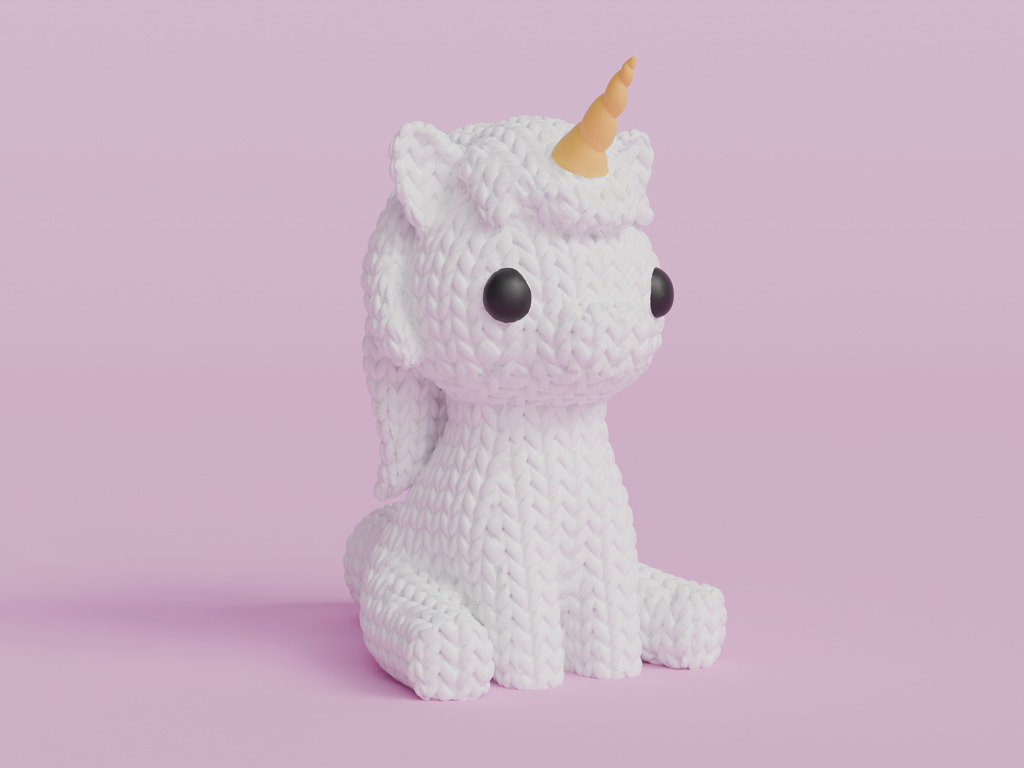 Figurine Licorne Kawaii 🦄 Effet Crochet 3D Amigurumi – Déco Mignonne