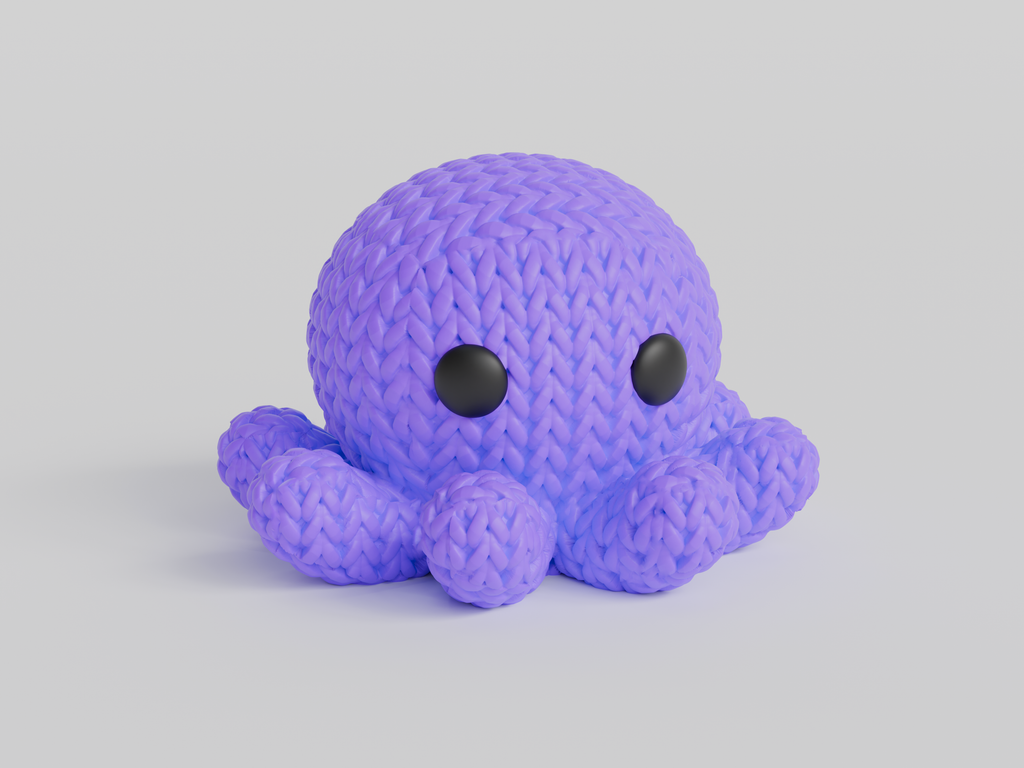 Figurine Pieuvre Kawaii 🐙 Effet Crochet 3D Amigurumi – Déco Mignonne