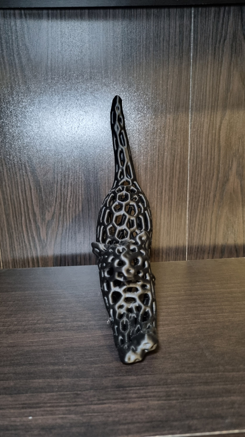 Détail du motif voronoï en alvéoles du chat sculpture, Tresor3D