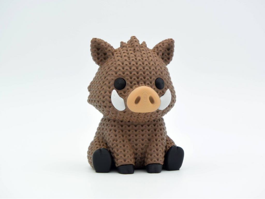 Figurine Sanglier Kawaii 🐗 Effet Crochet 3D Amigurumi – Déco Mignonne